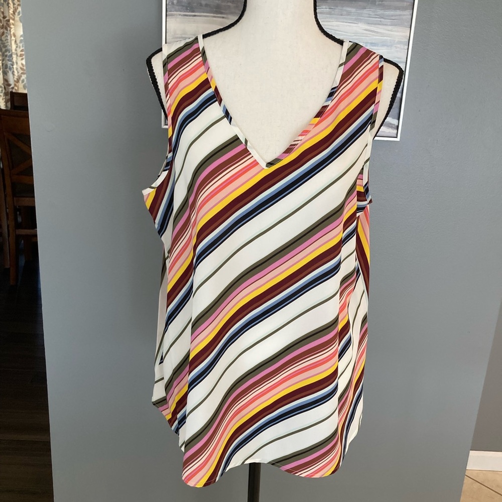 Apt 9 V-neck Striped tank. NWOT